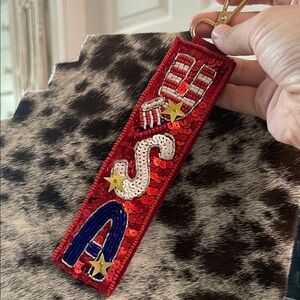 Red Sequin Key & Card Holder